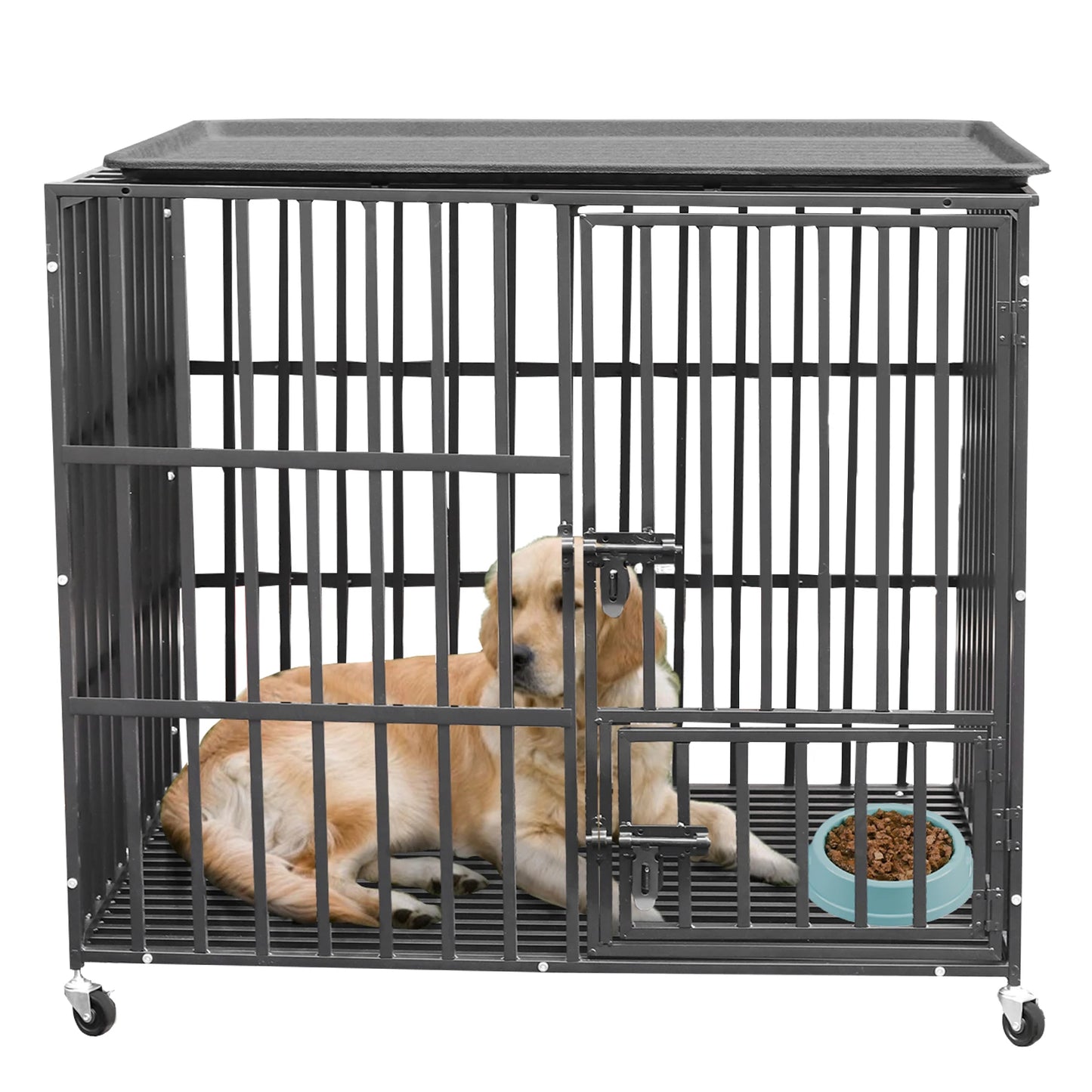 Convenient Rolling thick metal XXL pet crate.