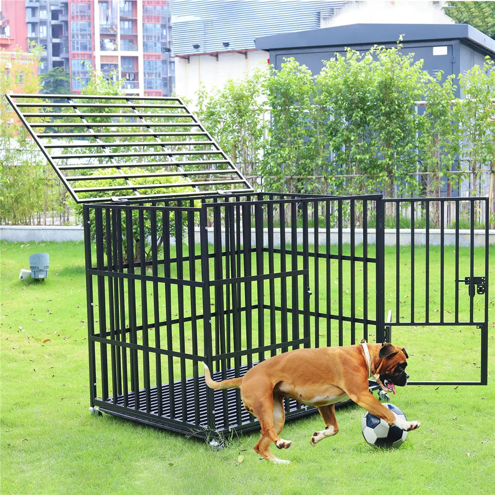 Convenient Rolling thick metal XXL pet crate.