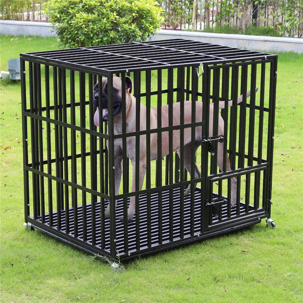 Convenient Rolling thick metal XXL pet crate.