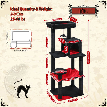 Your cat will think,"What a great place for entertaining as well as a good rest!"  Imagine your feline friend on this 56.3 inch cat tree with a super large hammock,Sisal covered scratching post and cozy top perch.