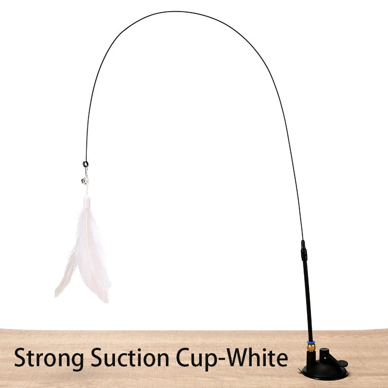 Watch the antics your cat exhibits with this feather toy!  Strong suction cup allows hands free play.