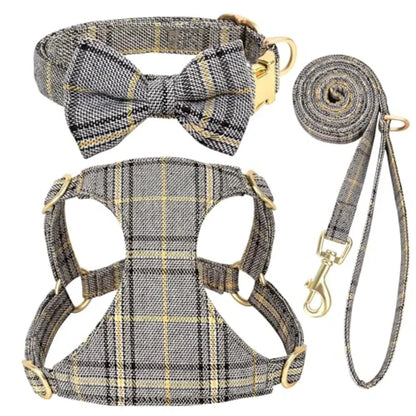 This coordinated harness, collar and leash combo is perfect for the style conscious dog or cat!   And,  just look at that bowtie!  Not to mention, the decreased strain upon your pet's shoulders and neck on longer walks.
