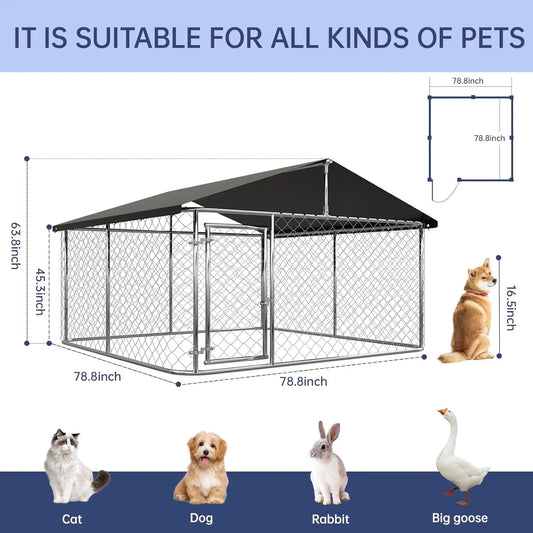 80"x80" Heavy Duty Steel Outdoor Dog Kennel