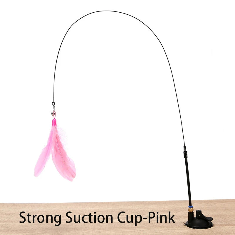Watch the antics your cat exhibits with this feather toy!  Strong suction cup allows hands free play.