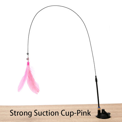 Watch the antics your cat exhibits with this feather toy!  Strong suction cup allows hands free play.