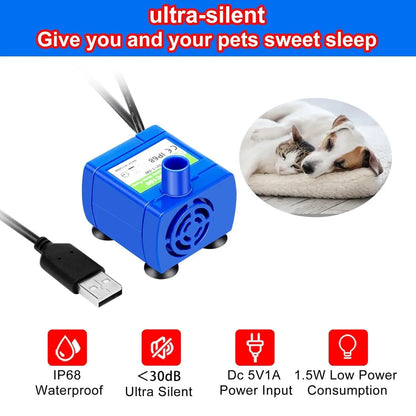 Pet Water Fountain Pump With LED Light  and  USB Plug Pet Accessory