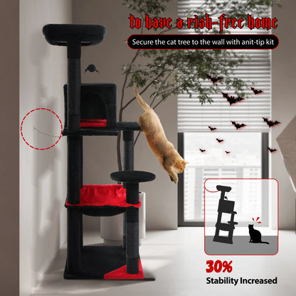 Your cat will think,"What a great place for entertaining as well as a good rest!"  Imagine your feline friend on this 56.3 inch cat tree with a super large hammock,Sisal covered scratching post and cozy top perch.