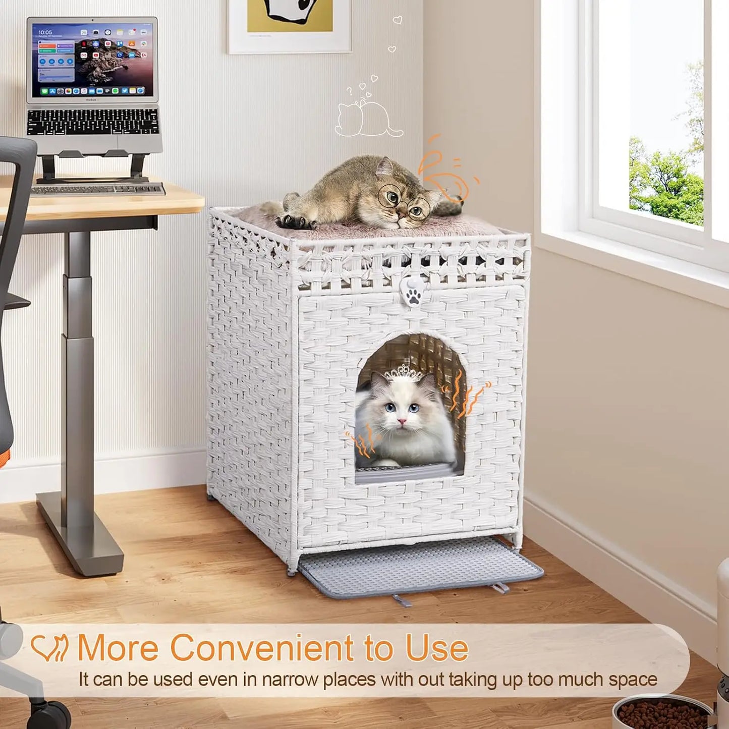 Rattan Cat Litter Box Enclosure