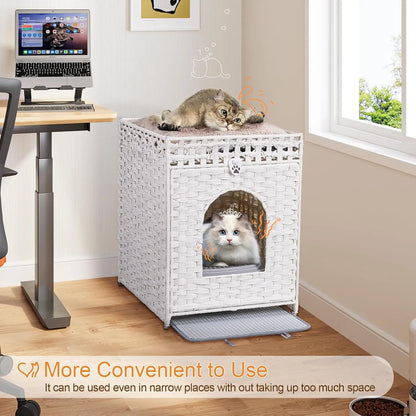 Rattan Cat Litter Box Enclosure