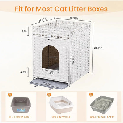 Rattan Cat Litter Box Enclosure