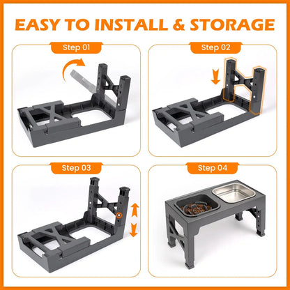 Pet Food & Water Bowls with Foldable Stand