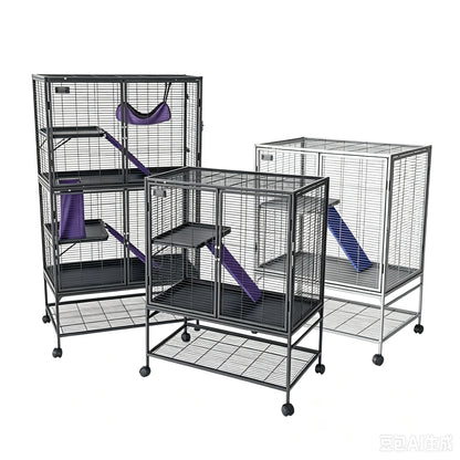 64-Inch Rolling Metal  Cage  4/3/1 Tier Small Animal Cage