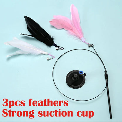 Watch the antics your cat exhibits with this feather toy!  Strong suction cup allows hands free play.