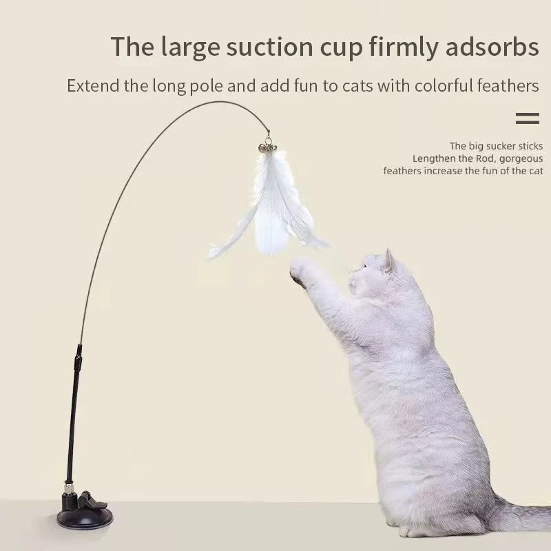 Watch the antics your cat exhibits with this feather toy!  Strong suction cup allows hands free play.