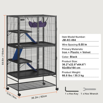 Large 4- Tier  Rolling Metal Cage for Small Pets