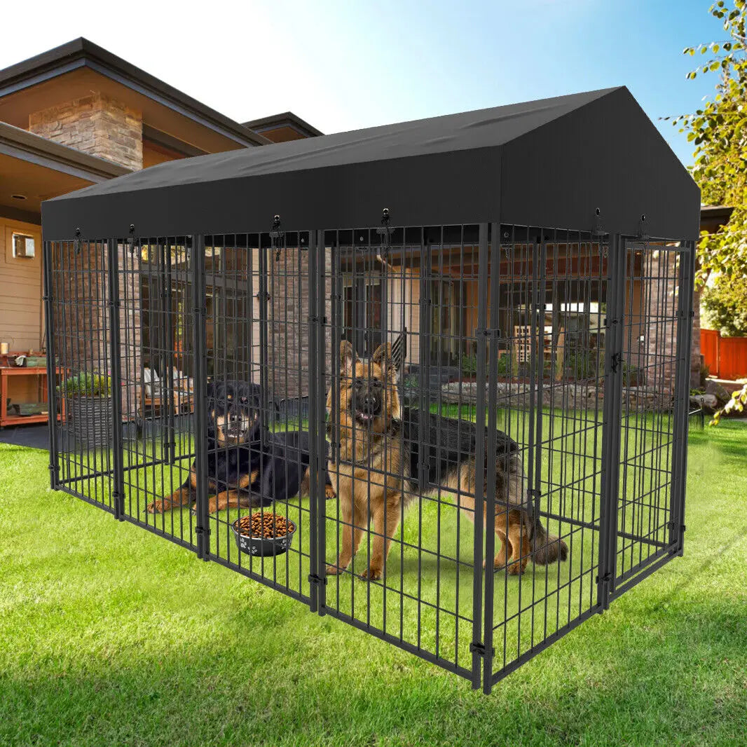 Outdoor Pet Run Enclosure With Roof  Helps Protect Your Beloved  Pet's Safety, Comfort, Happiness and Health. This safe enclosure comes in L, S, and XS sizes so you have a choice.