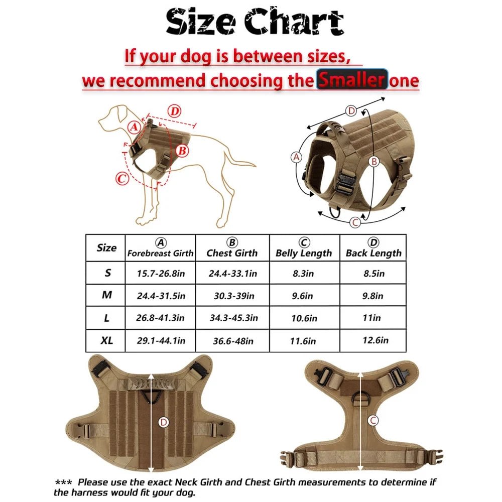 This combination dog harness collar set is adjustable for small, medium, and large dogs.  Designed for training and walking the tactical dog vest does the trick!  For outdoor use only it is made of durable nylon.