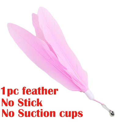 Watch the antics your cat exhibits with this feather toy!  Strong suction cup allows hands free play.