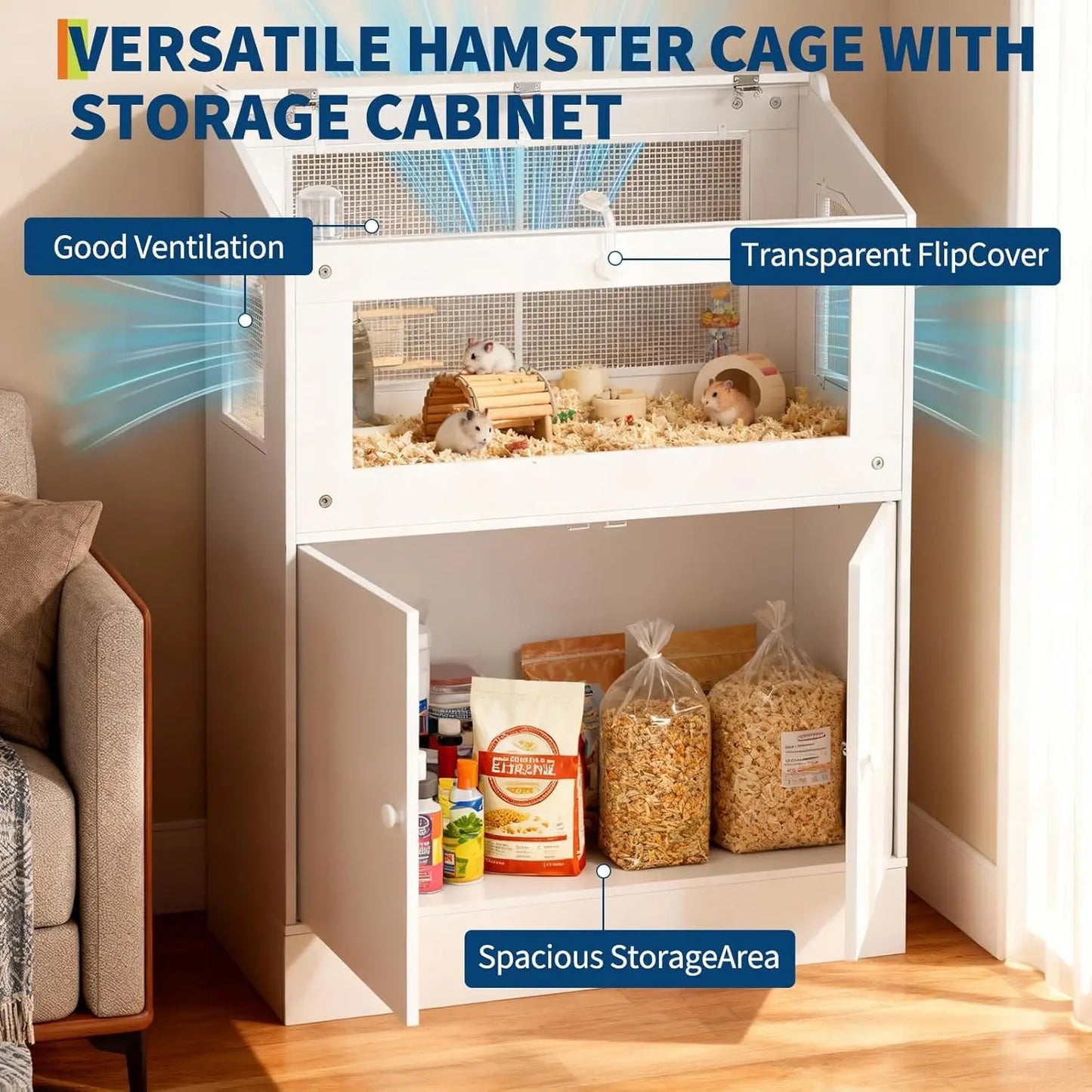Large Pet Habitat For Hamster, Guinea Pig, Rat, Hedgehog, Gerbil, or Small Rabbit.
