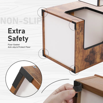 No self-respecting cat would be without a soft cat bed and this wooden condo style fills the bill as it doubles as a lamp stand for the human of the house.  What a bargain...2 for 1.