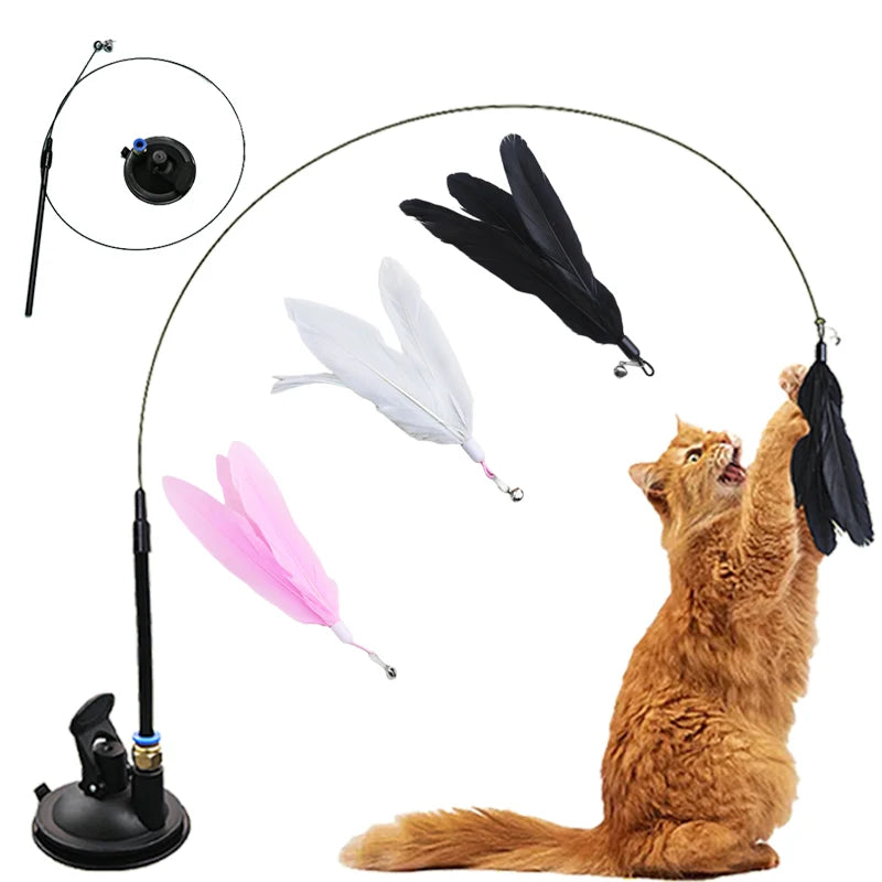 Watch the antics your cat exhibits with this feather toy!  Strong suction cup allows hands free play.