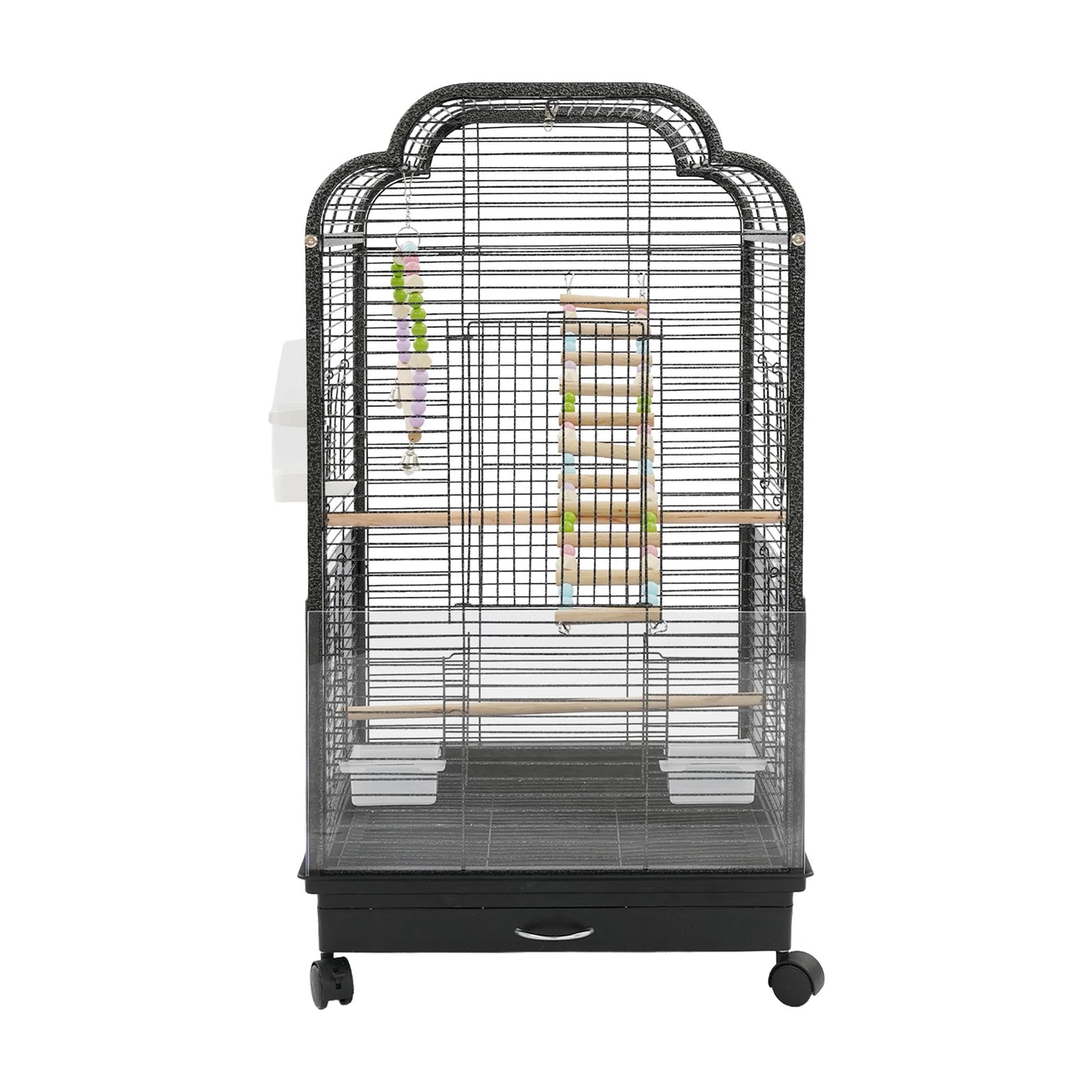 Bird Cage, Large Iron Birdcage with with Dual-Opening Roof & Pull-Out Tray for Cockatiels Budgies Monk Parakeets