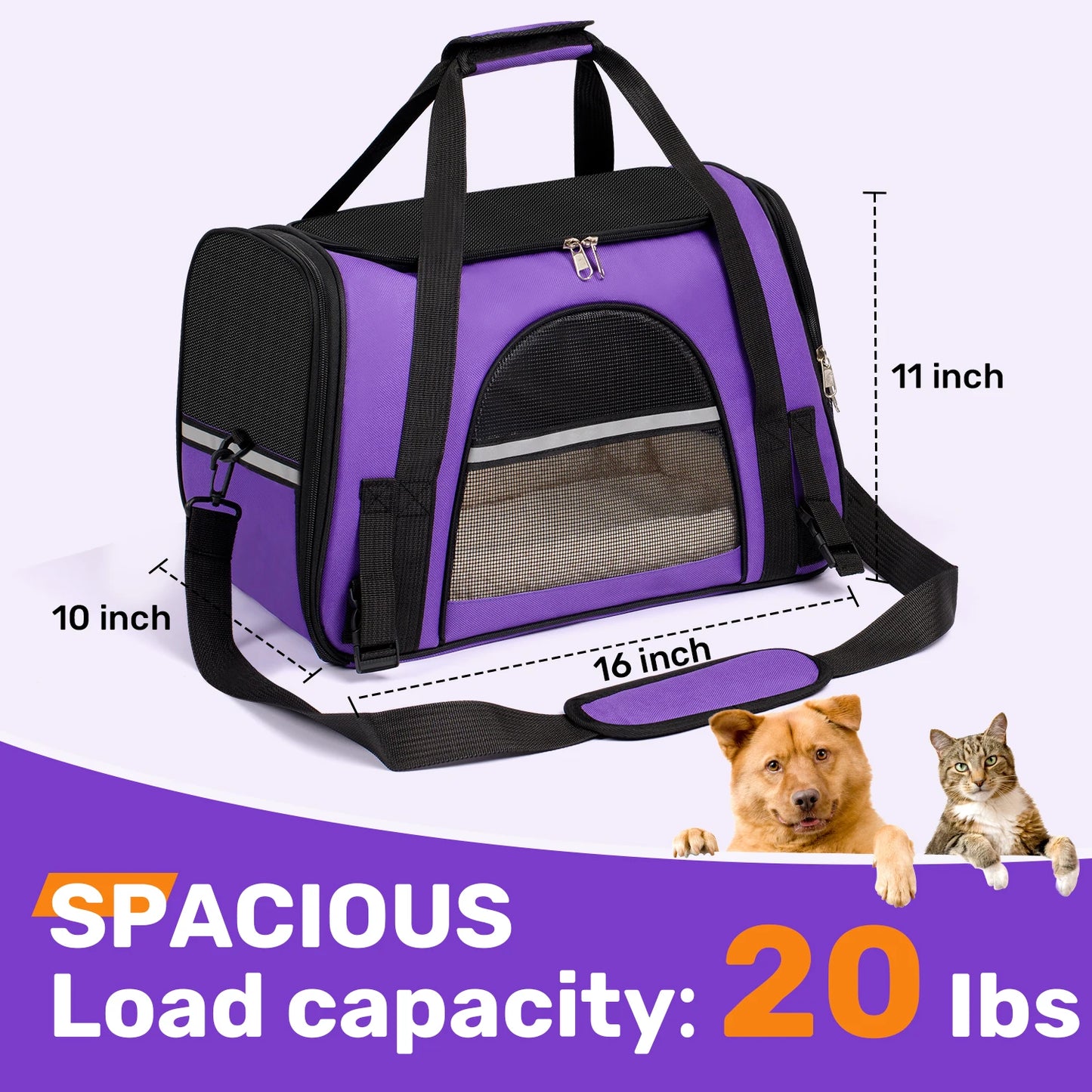 Pet Carrier with Load Capacity up to 20 lbs.