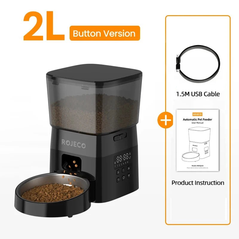 ROJECO Pet Smart Button Version Kibble Dispenser