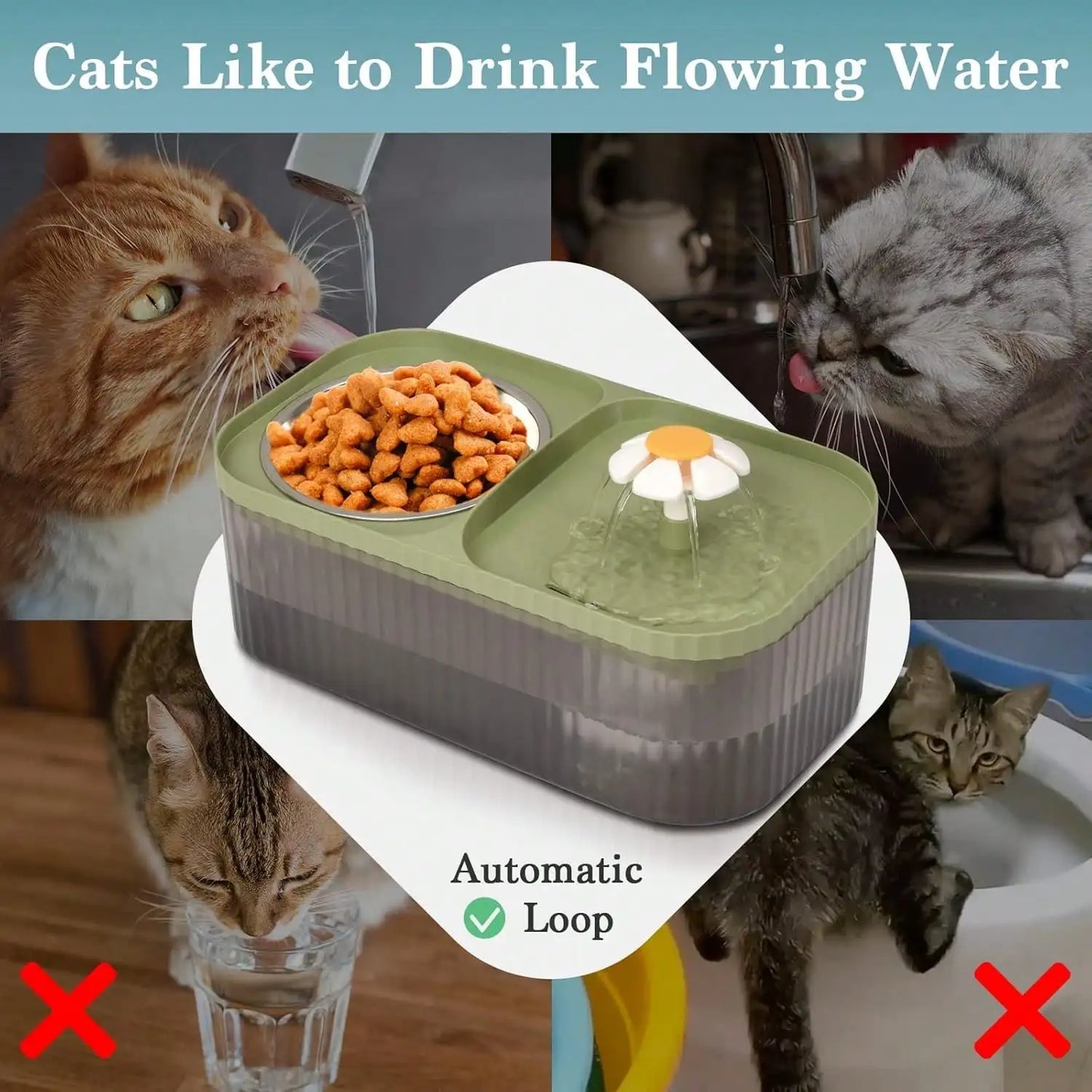 Pets' Stainless Steel Fountain Water /Feeding Bowl