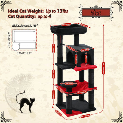 Your cat will think,"What a great place for entertaining as well as a good rest!"  Imagine your feline friend on this 56.3 inch cat tree with a super large hammock,Sisal covered scratching post and cozy top perch.