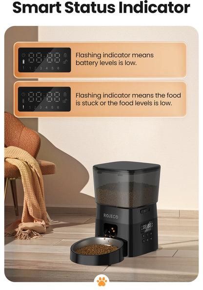 ROJECO Pet Smart Button Version Kibble Dispenser
