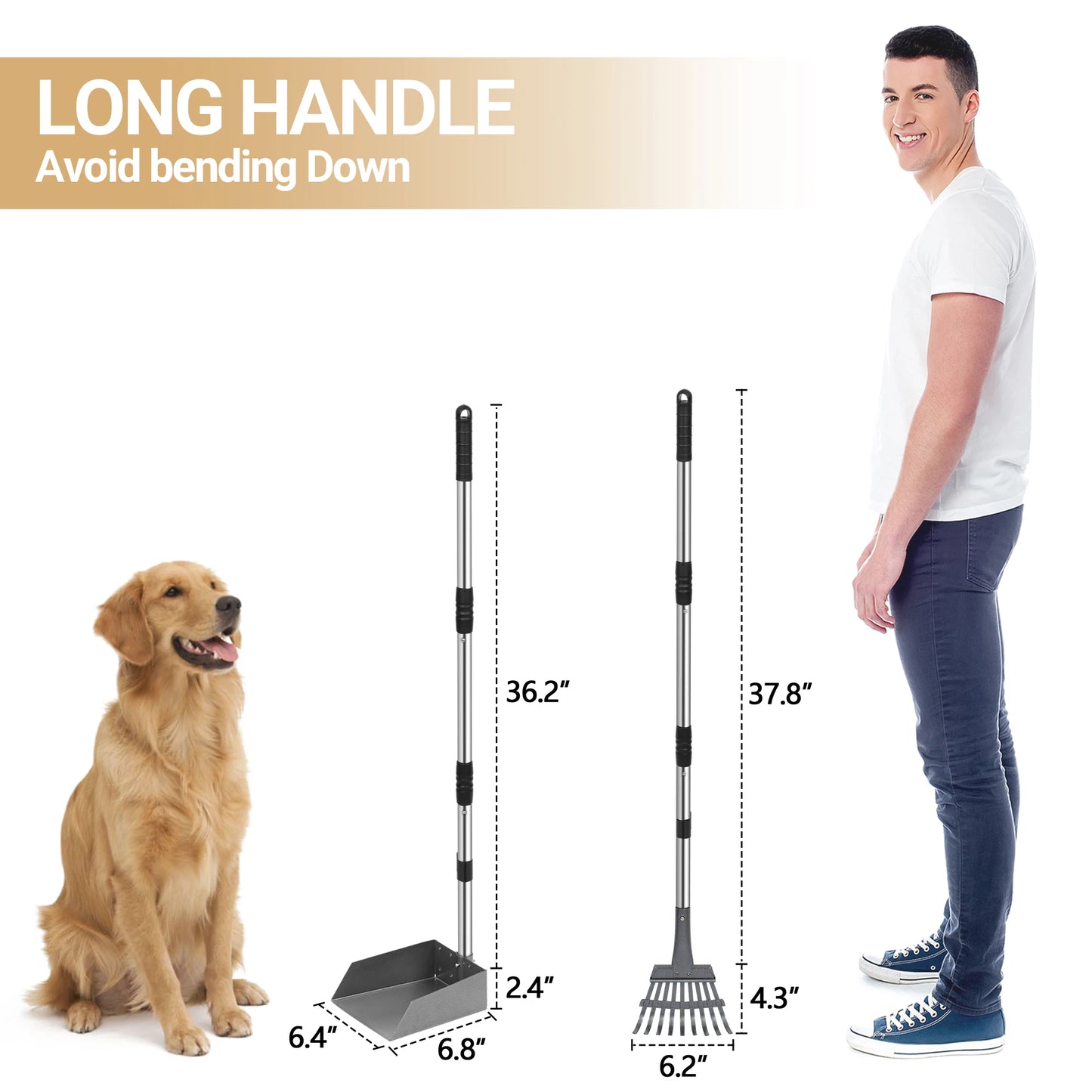I know this has to be your and my favorite type of exercise!  Wielding the ever popular dog Pooper Scooper.  This little doozy comes with both a pick up tray and a rake.  Talk about the best of the best!