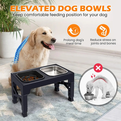 Pet Food & Water Bowls with Foldable Stand