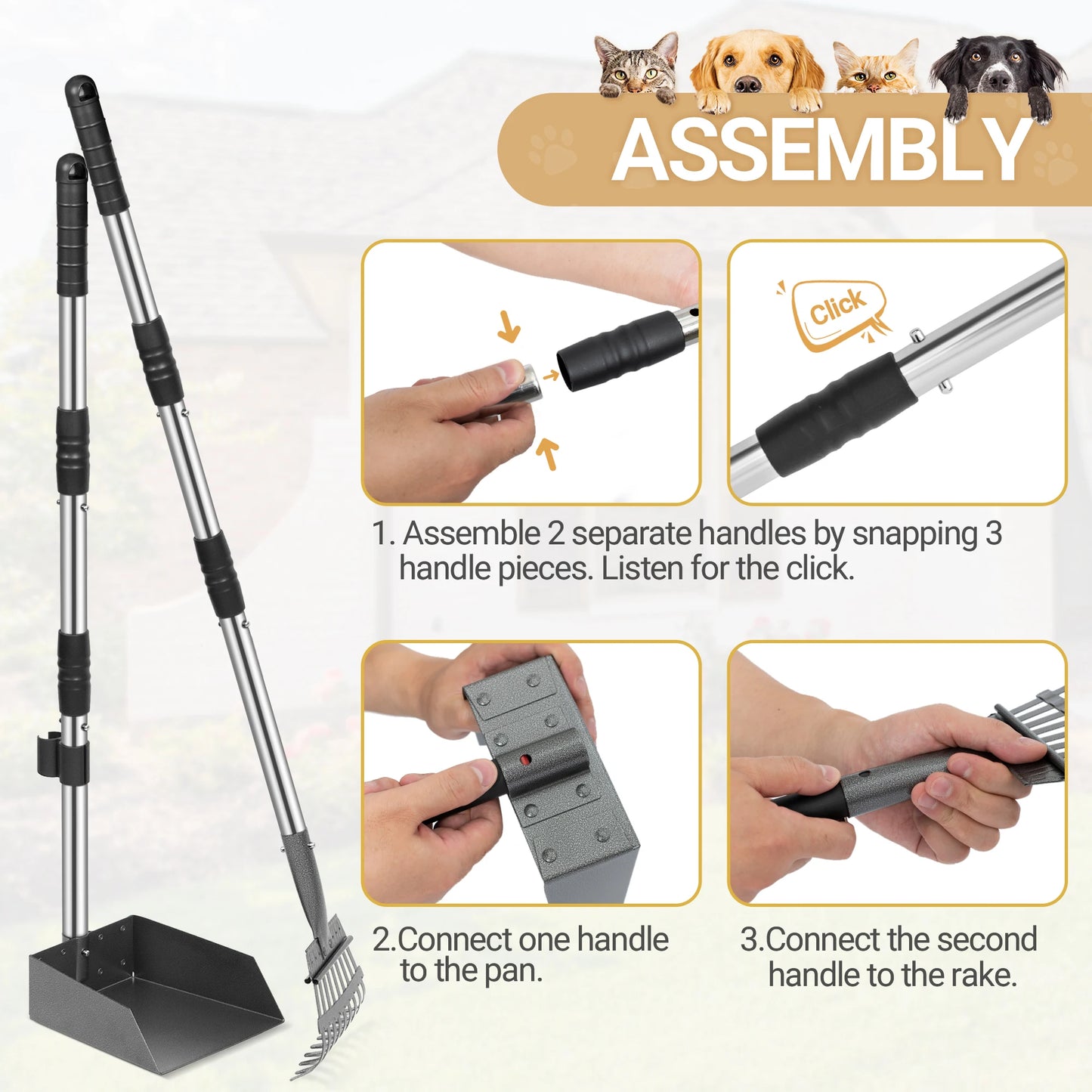 I know this has to be your and my favorite type of exercise!  Wielding the ever popular dog Pooper Scooper.  This little doozy comes with both a pick up tray and a rake.  Talk about the best of the best!