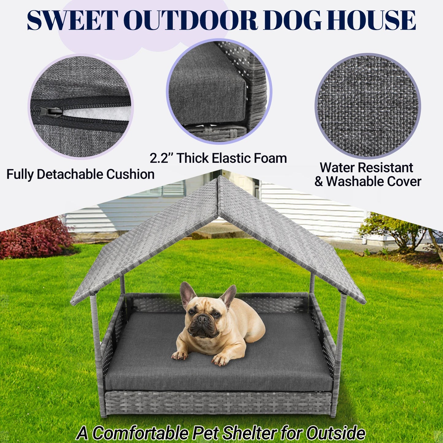 Elevated Large Wicker Dog Bed