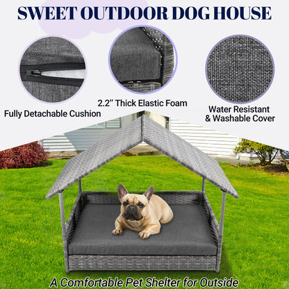 Elevated Large Wicker Dog Bed