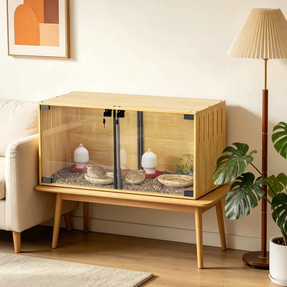 Your tiny buddies will certainly appreciate you if you choose this chew-proof wooden habitat for them.  The locking dual doors make it easier to interact let alone clean their area.  Another plus is the removable divider that