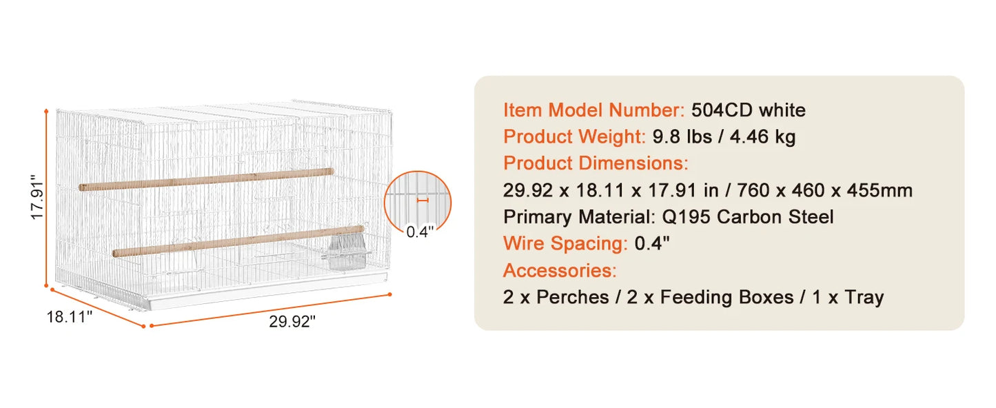Bird and Small Animal Cages  suitable for in-cage flight.