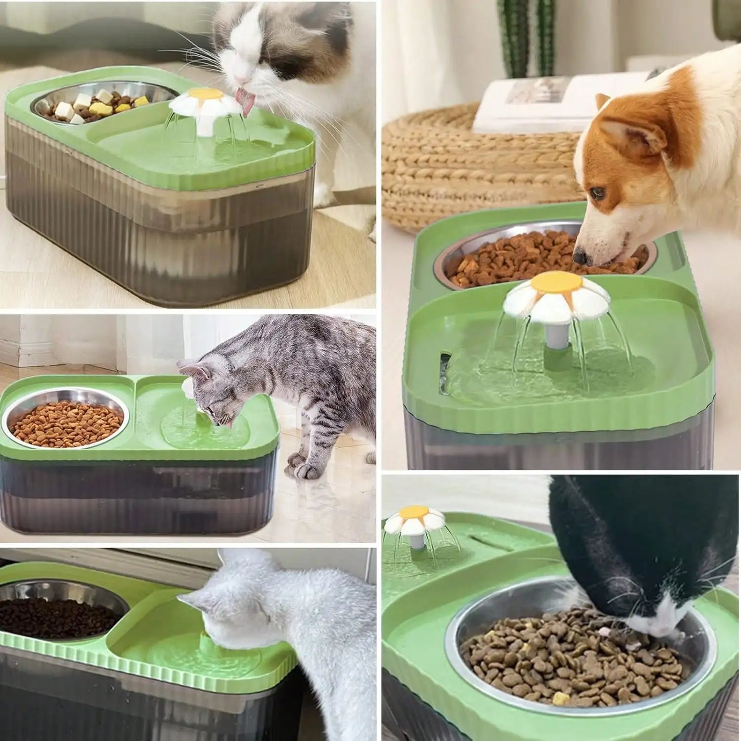 Pets' Stainless Steel Fountain Water /Feeding Bowl