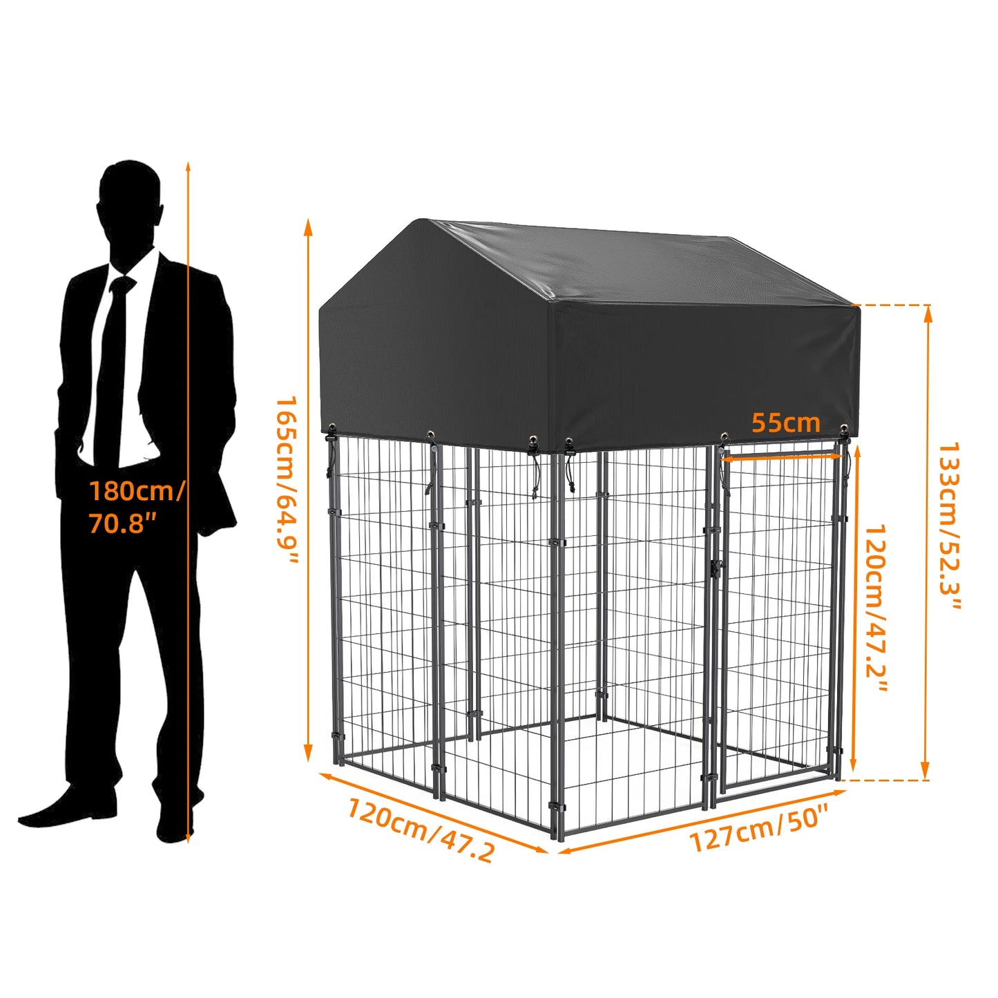 Outdoor Pet Run Enclosure With Roof  Helps Protect Your Beloved  Pet's Safety, Comfort, Happiness and Health. This safe enclosure comes in L, S, and XS sizes so you have a choice.