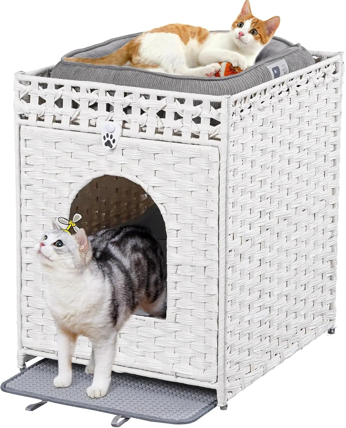 Rattan Cat Litter Box Enclosure