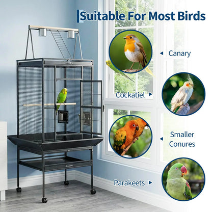 What a lovely spacious birdcage!   With a height of 69 inches your  beautiful bird has plenty of room!
