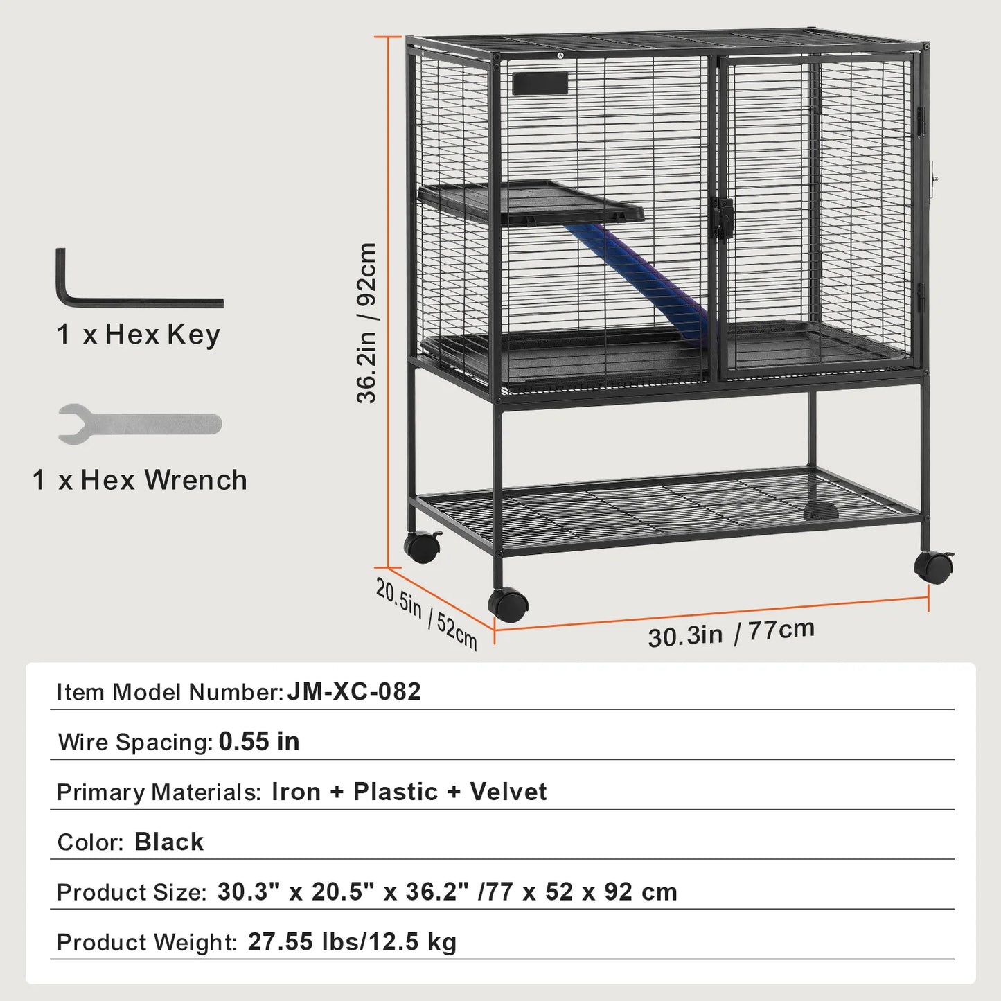 Large 4- Tier  Rolling Metal Cage for Small Pets
