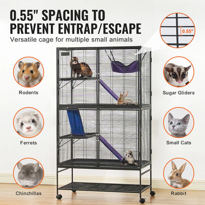 Large 4- Tier  Rolling Metal Cage for Small Pets
