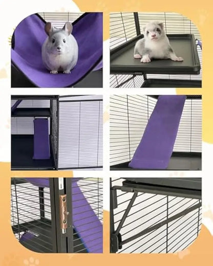 64-Inch Rolling Metal  Cage  4/3/1 Tier Small Animal Cage