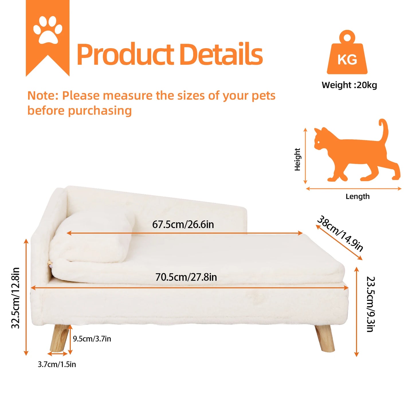 Won't your cat or dog look adorable on this small pet sofa bed?