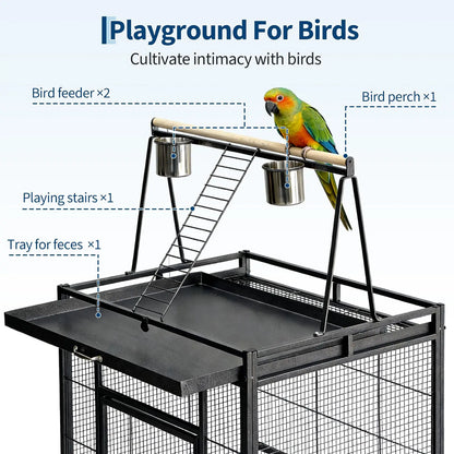 What a lovely spacious birdcage!   With a height of 69 inches your  beautiful bird has plenty of room!